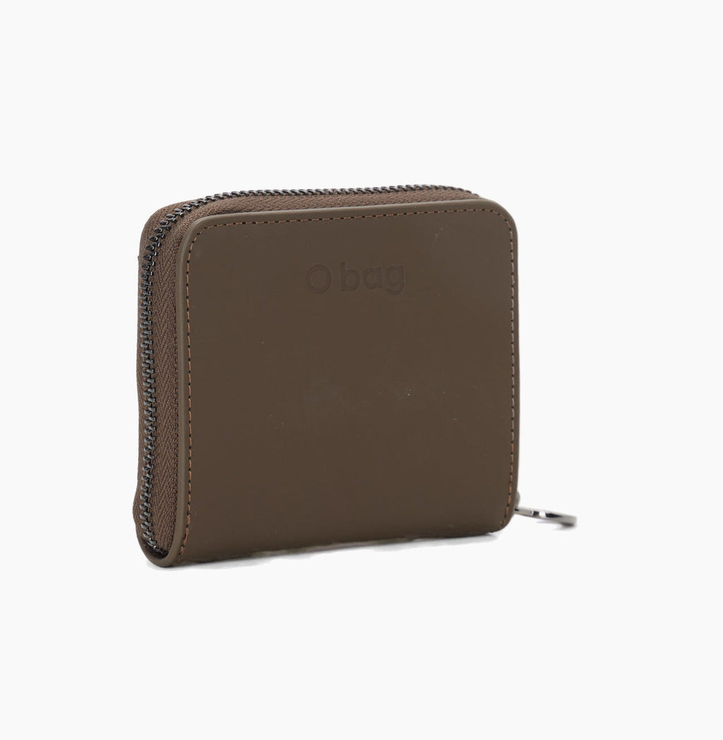 Portafoglio Completo Con Chiusura Zip E Tasca Donna O Half Wally Bucaneve Tessuto Gommato Cioccolato