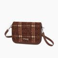 Borsa composta O Pocket pattina e tracolla extraslim tessuto tartan 3d cioccolato